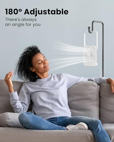 Koonie USB Desk Fan, Strong Wind Ultra Quiet Small Personal Fan with 180° Tilt Folding and 3 Speeds Adjustable, USB-C Corded Powered Mini USB Fan for Office Desktop Bedroom White, NO BATTERY | 180° Tilt Folding & 3 Speeds Adjustable, USB-C Corded Powered