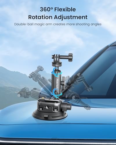 4" Suction Cup Mount with Magic Arm for Car Camera Mount for Go pro Windshield Phone Holder for Insta 360 Action Camera Accessories