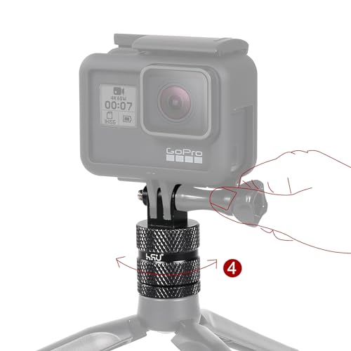 HSU Aluminum 1/4 inch 20 Camera Mount, 360 Degree Rotation Tripod Adapter Fits GoPro Hero, DJI Osmo Action Camera Insta360 Ace Pro AKASO Campark and Other Standard 1/4 Accessories