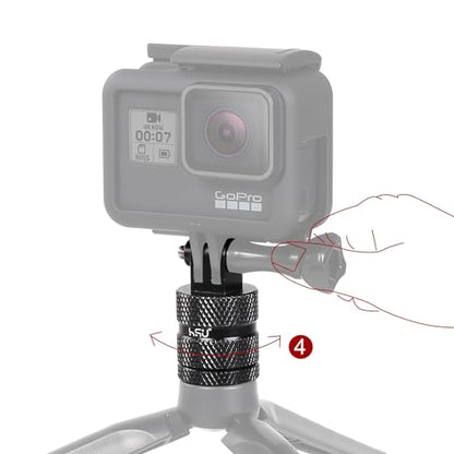 HSU Aluminum 1/4 inch 20 Camera Mount, 360 Degree Rotation Tripod Adapter Fits GoPro Hero, DJI Osmo Action Camera Insta360 Ace Pro AKASO Campark and Other Standard 1/4 Accessories