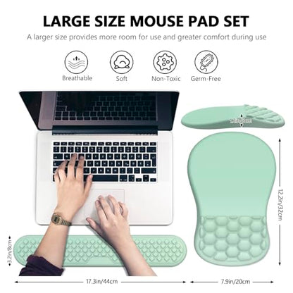 Ergonomic Mouse Pad Wrist Rest, 2 in 1 Keyboard Pad for Office(Gradient Green) - color: Gradient Green