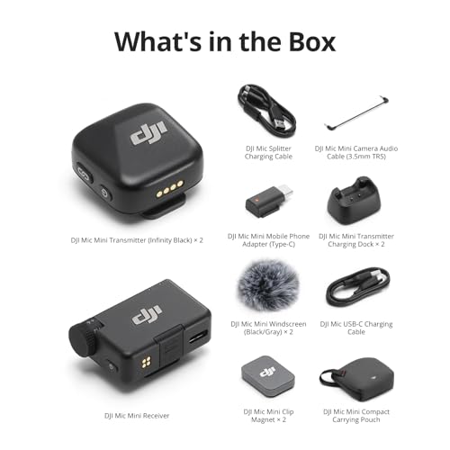 DJI Mic Mini (2 TX + 1 RX), Detail-Rich Audio, Wireless Lavalier Microphone for Camera/Android, 2-Person Vlog, Team Production - style: Mic Mini (2 TX + 1 RX)