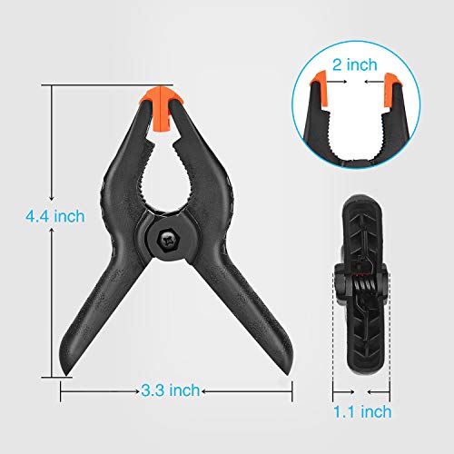 Yesker Backdrop Spring Clamps - 8 Pack, 4.4 inch Nylon Heavy Duty Clips for Background Stand, Photo Studio, Photography, Chromakey Screen, Wood Working - size: 8PCS