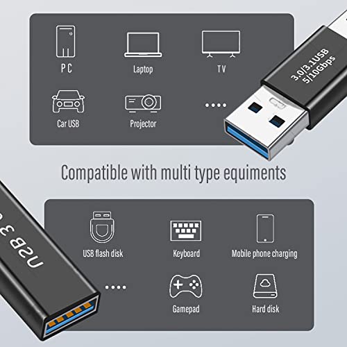HIEbee 3kinds of USB 3.0 apters kit, USB 3.0 Female to Female and Male to Male and Female to Male, high Speed Convert Extension Coupler Connector converte,Black