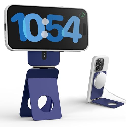 IST IDEA for Magsafe Tripod, Tripod for iPhone Lightweight Aluminum Alloy & Angle Adjustment & Strong Magnets iPhone Tripod Stand Compatible with 17/16/15/14/13/12 (Included Metal Ring) - color: Navy Blue