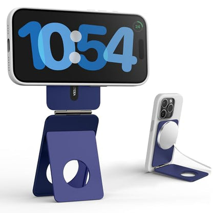 IST IDEA for Magsafe Tripod, Tripod for iPhone Lightweight Aluminum Alloy & Angle Adjustment & Strong Magnets iPhone Tripod Stand Compatible with 17/16/15/14/13/12 (Included Metal Ring) - color: Navy Blue