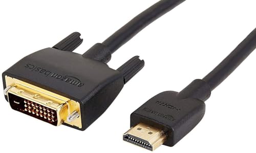 Amazon Basics HDMI to DVI Adapter Cable, Bi-Directional 1080P, Gold-Plated, 6 ft/1.8 m, Easy to Install, Black - size: 6 ft, style: 1-Pack