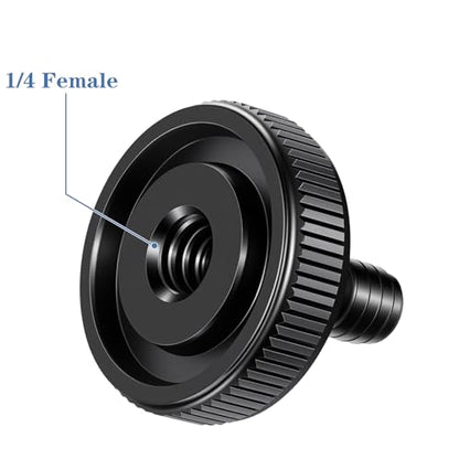 2 Pack Thumb Screw Camera Quick Release Adapter, 1/4" Female to Male Thumbscrew with Rubber Pads, L Bracket Mount Screws for Tripod Camera Plate, with 4 Anti-Slip Rubber Washers for Stability (Black)