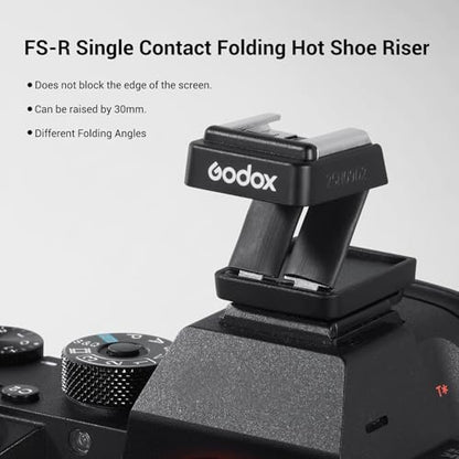 Godox FS-R Single Contact Foldable Flash Bracket, Anti-Collision Riser for Godox MF12/MF-12 & Other Single Contact Mini Flash, Max Load 78g, Foldable Design for Portable Macro Photography - size: Godox FS-R