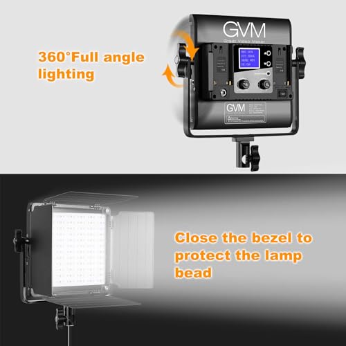 GVM RGB LED Video Light with Tripod Stand Barndoors, APP Control Panel Studio Lighting Kit, 3200K-5600K Dimmable, CRI97, Key Light for Photography, Video Recording, YouTube, Live Streaming, 800D - size: 1 pack