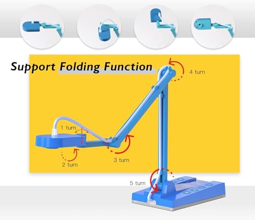 TreasLin USB Document Camera 15MP Document Camera for Teachers, Remote Learning, Classroom Presentations, Art Classes Online Teaching with Multi Angle Rotation Adjustment LED Light - size: 15MP blue