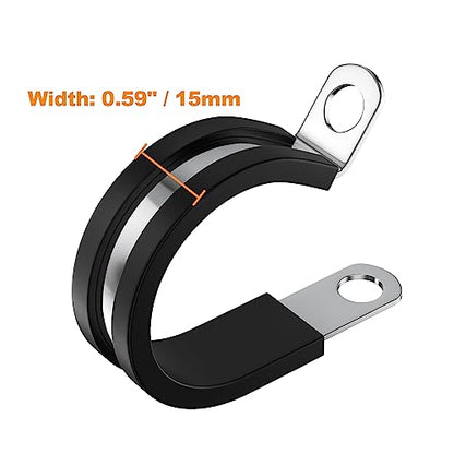 RTHIEAI 20 PCS 5/8 Inch Stainless Steel Cable Clamps - Insulated, Hose, Pipe, Wire Clamps - size: 5/8 Inch, style: 20 pcs