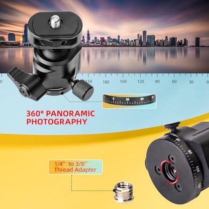 Zeadio Mini Ball Head, All Metal 360° Panoramic Ball Head with Cold Shoe and 1/4" Screw, 10kg/22lb Load Capacity, Compact Tripod Head for DSLR Camera, Monopod, Tripod, Vlogging, Live Streaming etc - style: Standard Version