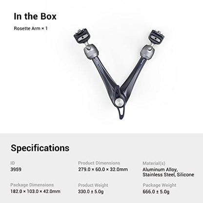 SMALLRIG Rosette Magic Arm 11 Inch with Ball Head, 1/4"-20 Screws, and Anti-Twist Pins, for Cameras/iPads/Monitors/LED Lights/Smartphones/Action Cameras, Max Load Capacity 3kg (Pack of 2) - size: 11" (Regular) (Pack of 2)