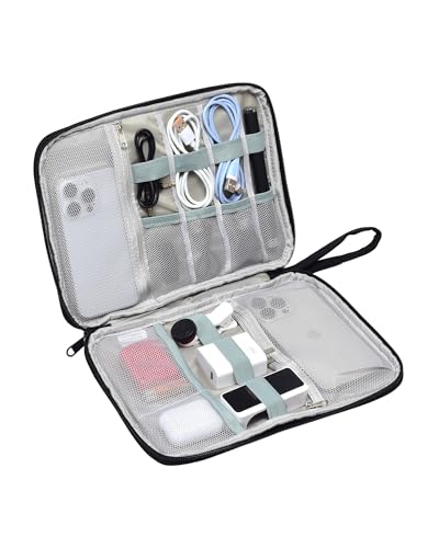 Electronics Travel Organizer Case for Chargers and Cords Black | Large Travel Cable Organizer Pouch Electronic Accessories Carry Case & Bag for Power Bank, SD Card, Phone, Earphone - size: 1 Pack Large