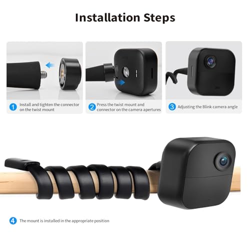 Tonton Flexible Twist Mount for Blink Outdoor 4 (4th Gen) / (3rd Gen), Blink Mini, Blink XT, XT2, 20.5in Gooseneck Blink Camera Mount, No-Drill, Tool-Free Adjustable Camera Holder (1 Pack, Black) - size: Flexible Twist Mount*1