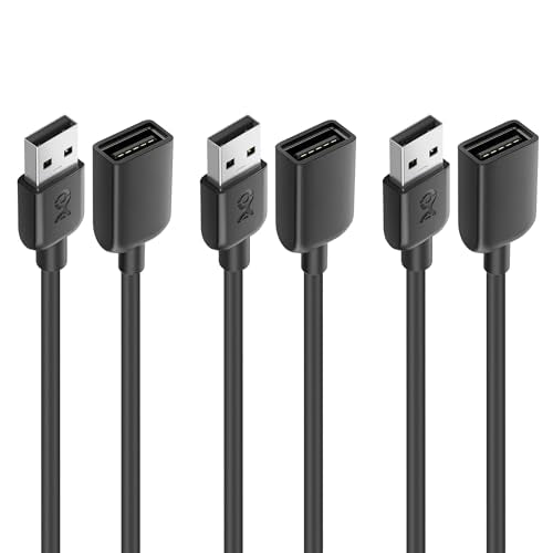 Cable Matters 3-Pack USB Extension Cable - 6ft, Male to Female USB Extender Cable, USB2.0 Extension Cord, 480Mbps, Black - size: 6 Feet, style: 3-Pack