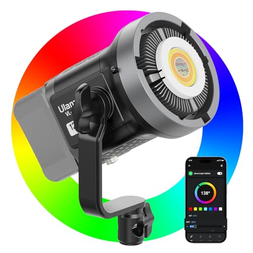 ULANZI Video Light, 120W RGB LED Video Light COB Fill Color Continuous Output Lighting with APP Control, 2700K-6500K 20 Scenes Bowens Mount Photography Light for Video Photo Recording (Bare Light)