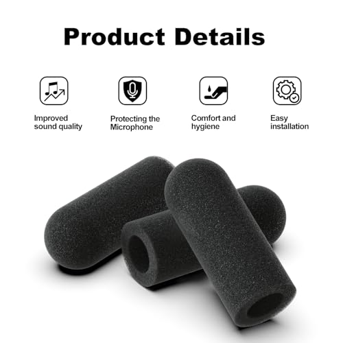 Pinkind Microphone Windscreen Replacement for David Clark M7A Mic Cover, M-4 / M-7 / H10 / H20 /DC PRO-X2 / PRO-2 / DC ONE-X ENC Headset, 3pack Noise Reducing Foam Cover