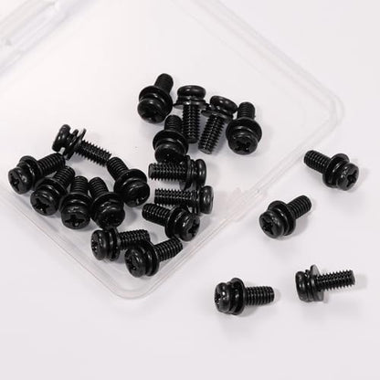 20 PCS Vesa Screws, VESA Compatible M4x10mm TV/Monitor Wall Mount Screws for 75x75mm and 100x100mm Brackets. Phillips Head M4 x 10mm Black with Washers - size: M4, style: 20 PCS