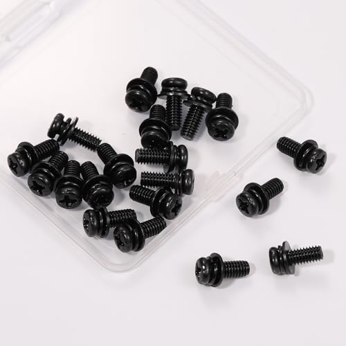 20 PCS Vesa Screws, VESA Compatible M4x10mm TV/Monitor Wall Mount Screws for 75x75mm and 100x100mm Brackets. Phillips Head M4 x 10mm Black with Washers - size: M4, style: 20 PCS