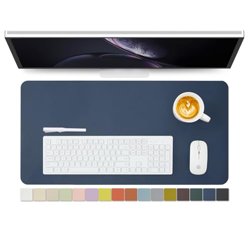 Leather Desk Mat - Non-Slip PU Desk Pad for Office and Home - Desk Organization and Accessories - Ideal for Large Mouse Pad and Desk Mats on Top of Desks (Dark Blue,27.6"x 13.8") - color: Dark Blue, size: 27.6" x 13.8"