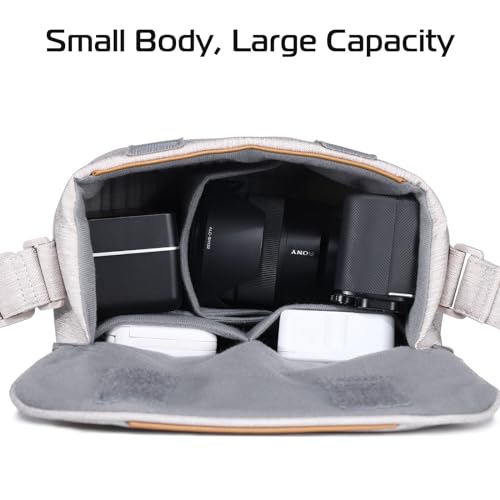 ULANZI 3L Camera Bag, Beige Gray, 9.1x4.3x7.1in, Professional SLR/DSLR Crossbody Shoulder Case for Sony Canon Nikon Mirrorless Cameras, Splash-Proof Polyester Lightweight 235g - size: Grey 3-4 L
