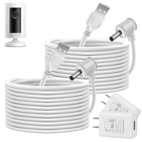 Charge Cords 30ft for Ring Weatherproof Indoor Outdoor Charging Cable with Quick 2Amp Power Adapter for Ring Stick Up Cam Battery 3rd Gen/2nd Gen & Spotlight Cam Battery (White,2 Pack) - color: White-For Ring, size: 2 Pack(30FT)