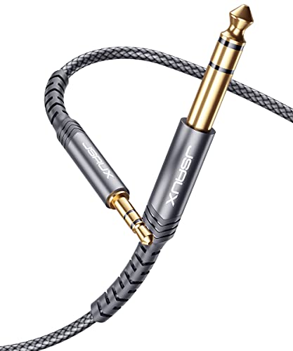 JSAUX 1/4 to 1/8 Cable Stereo Audio Cable 20FT, 6.35mm 1/4" Male to 3.5mm 1/8" Male TRS Bidirectional Stereo Audio Cable Jack for Guitar, Home Theater Devices, Speaker and Amplifiers-Grey - color: Grey, size: 20ft