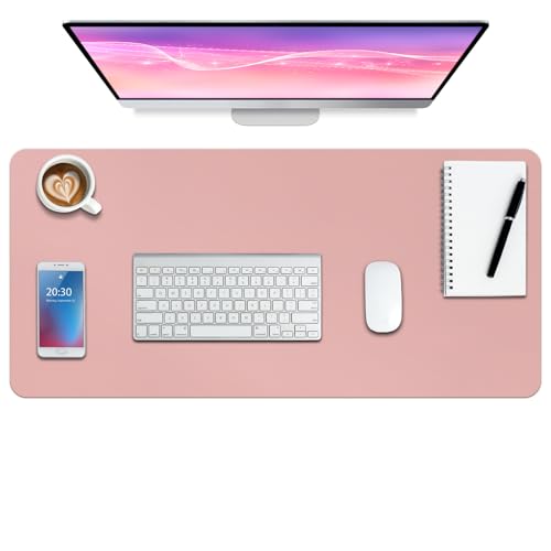 Boutilon Leather Desk Pad Protector,Non-Slip Mouse Pad,Laptop Desk Pad,Office Mouse Mat,Waterproof Leather Desk Blotter,Desk Writing Pad for Office and Home (S-Pink,24"x 14") - color: Pink, size: 14" x 24"