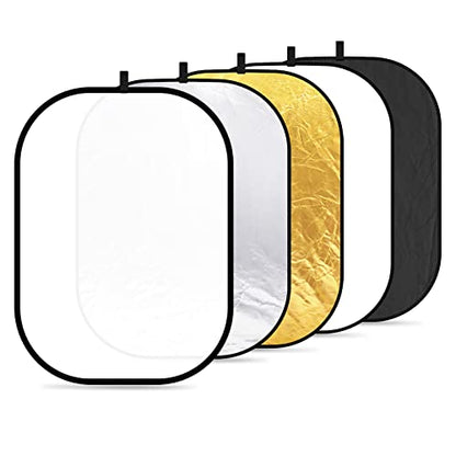 NEEWER 59"x79"/150x200cm Light Reflectors for Photography, Portable 5 in 1 Collapsible Multi Disc with Bag - Translucent, Silver, Gold, Black, White Diffuser for Studio and Outdoor Lighting - size: 59" x 79"