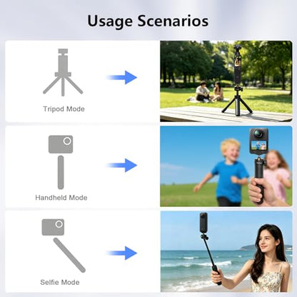 Extendable Mini Camera Quick Release Tripod, One Click Quick Open Desktop Stand for DJI Osmo Pocket 4/3, 360° Ball Head Vlog Travel Selfie Stick Handle Grip for DSLR DJI Osmo Action - color: T1016