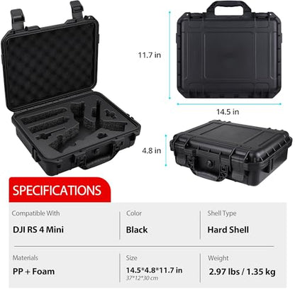 RS 4 Mini Hard Case, Waterproof Storage Travel Case for DJI RS 4 Mini Creator Combo Gimbal Lightweight Stabilizer & Accessories