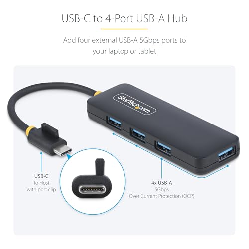 StarTech 4-Port USB-C Hub 5Gbps with 4X USB-A, Mini (H5C4A-USB-HUB) - size: 0.4 ft, style: USB-C