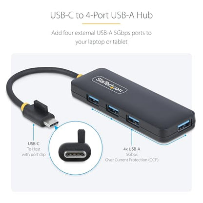 StarTech 4-Port USB-C Hub 5Gbps with 4X USB-A, Mini (H5C4A-USB-HUB) - size: 0.4 ft, style: USB-C