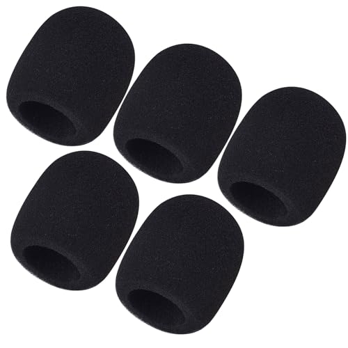 Mudder 5 Pack Foam Mic Cover Handheld Microphone Windscreen (5 Pack) | Fits Handheld Mics, Microphone Pop Filter,Microphone Muffler,Foam Microphone Cover, Snug Fit Ball Shape