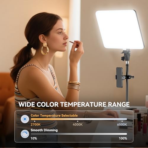 2-Pack LED Video Light Kit, 14" Studio Light with 75'' Tripod Stand & Phone Holder, 2700-6500k Dimmable Photography Lighting Kit, Podcast Lighting for Video Recording, Streaming, YouTube, Tiktok