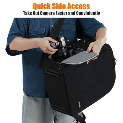 Cwatcun DSLR Camera Backpack，Large DSLR Camera Bag with 17" Laptop Compartment, Waterproof & Tripod Ready - color: Black, size: 2.0 X Large