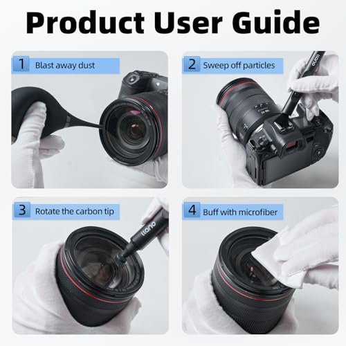 llano 5-in-1 Camera Lens Cleaning Kit with Cleaning Solution 60ml, Swab, Pen, Air Blower, Nano-Fiber Cloth, Wipes, Cleaning Kit for Computer PC MacBook iPhone Camera