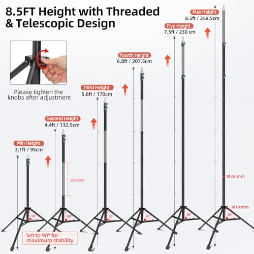 Hemmotop 3-in-1 Heavy Duty Adjustable Backdrop Stand – 10x8.5ft | With 2 Sandbags, 7 Widths, Assembles to T-Shaped Stand, for Banner, Projector Screen, Balloon, Ideal for Wedding, Birthday - size: 10x8.5ft