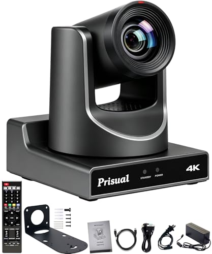 Prisual Ultra 4K PRO NDI PTZ Camera Gen 5 AI Auto-Tracking | SDI HDMI USB IP with 20x Optical Zoom 4K 60fps 1/1.8" UHD CMOS 8.42MP, Tally Light (Official NDI Certified)TEM-4K20N PRO - color: Graphite Gray