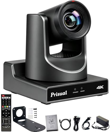 Prisual Ultra 4K PRO NDI PTZ Camera Gen 5 AI Auto-Tracking | SDI HDMI USB IP with 20x Optical Zoom 4K 60fps 1/1.8" UHD CMOS 8.42MP, Tally Light (Official NDI Certified)TEM-4K20N PRO - color: Graphite Gray