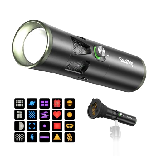 SmallRig RF 20C 20W LED Photography Flashlight, 5 Colors CRI 97 TLCI 99, 10000mAh Portable Zoomable Spotlight with 20 Pattern Gobos, Silicone GOBO Holder for Portrait, Video, Content Creators - 5335