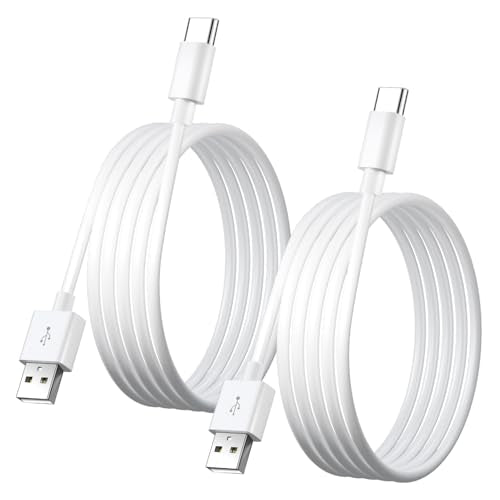 2PCS 10FT/3M USB to USB C Cable, Type C Power Cord for Home Security Cameras, Power Charging and Data Transfer Cable for Phones Carplay Tablets Switch Pro Controller and More USB C Devices-White - color: White, size: 10ft/3m*2