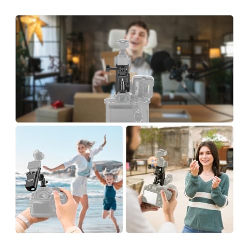 NEEWER Basics Pocket 3 Extension Adapter Mount Kit Compatible with DJI Osmo Pocket 3, Expansion Cage Frame, Dual Cam Setup with Cold Shoe for DSRL Digital Camera Vlogging, GP-68
