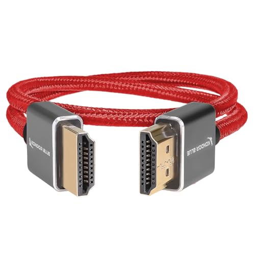 KONDOR BLUE | Full HDMI 2.0 Type A Male to Male 16" Straight Braided Cable | 4K 60Hz 18Gbps, HDR, 3D, Reinforced | for On-Camera Monitors & Recorders + More | Red - color: Red, size: 16 Inch
