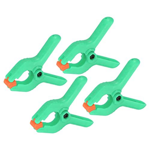 PATIKIL 2 Inch Spring Clamps, 4 Pack Plastic Flexible Anti-slip Strong Backdrop Clamp Clips for Stand DIY Project Photography Studio Craft, Green - color: Green