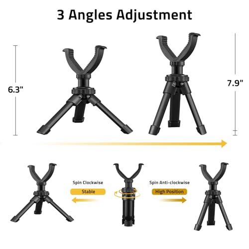 CVLIFE Shooting Rest Tripod - Adjustable Height, 360 Degree Rotation, V Yoke Stand - Portable Rifle Rest for Target Shooting, Hunting and Outdoor Activities - size: 6.3-7.9"