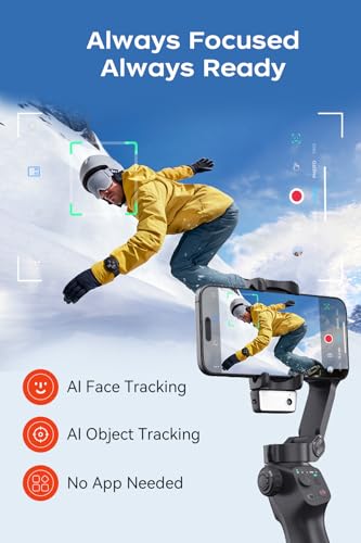 CM8 Gimbal Stabilizer for iPhone Android with AI Tracker, 3-Axis Phone Gimbal with Remote Control Portable Foldable, Phone Stabilizer for Video Recording for Tiktok YouTube Vlog - style: CM8 AI