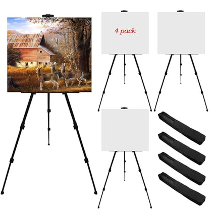 NS JYMB Black 4 Pack 17-66 Inch Art Easel Stand for Painting and Sign | Four 17-66 inch metal tripod easels for display stand, canvas holder, floor and poster board use - style: 66Black 4pack